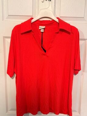 Ava & Viv Vibrant Coral Polo Shirt